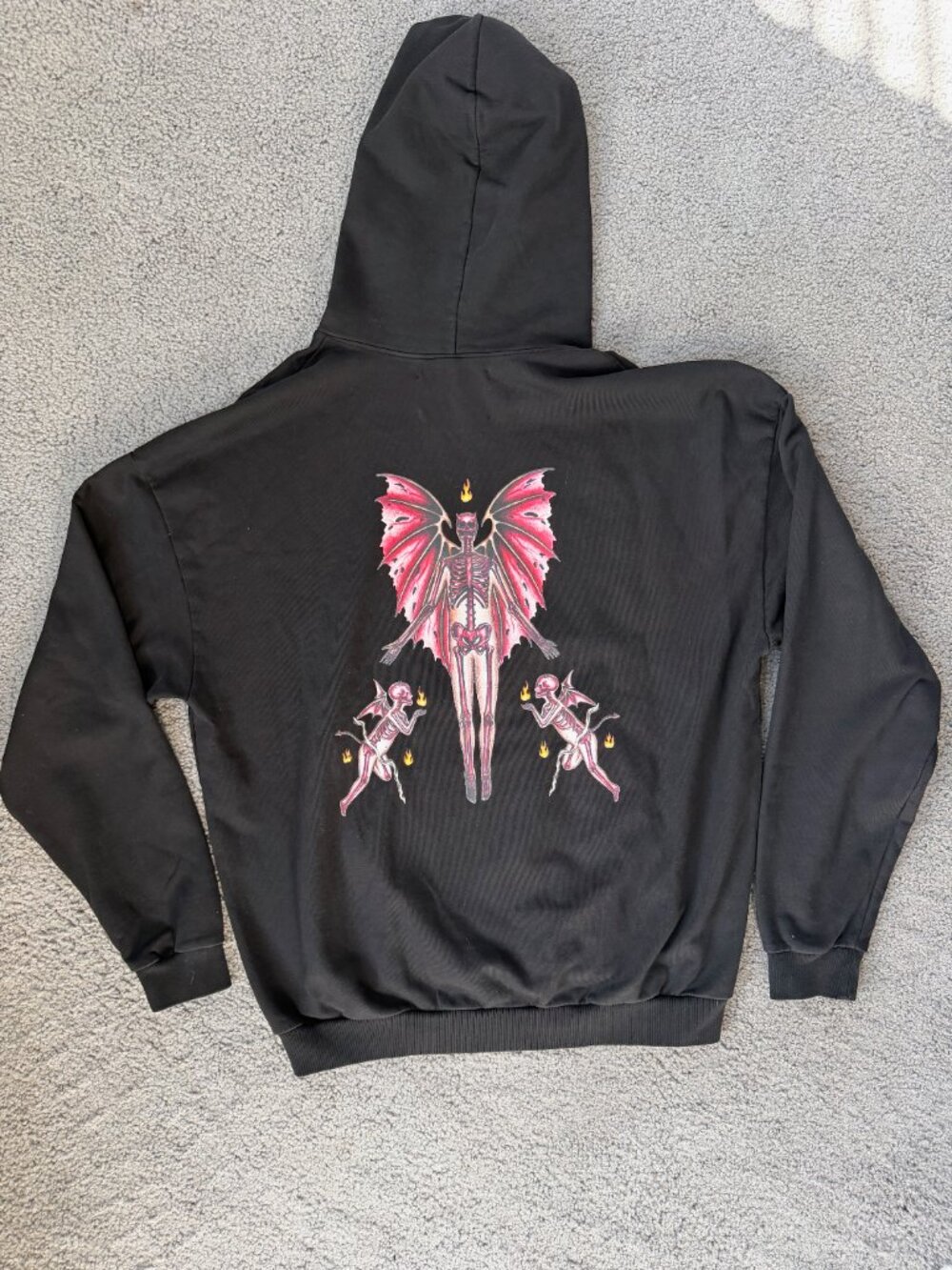 MBM Clothing Marcos Alvarado Black Sinner Hoodie Winged Skeleton Size M - Picture 1 of 11